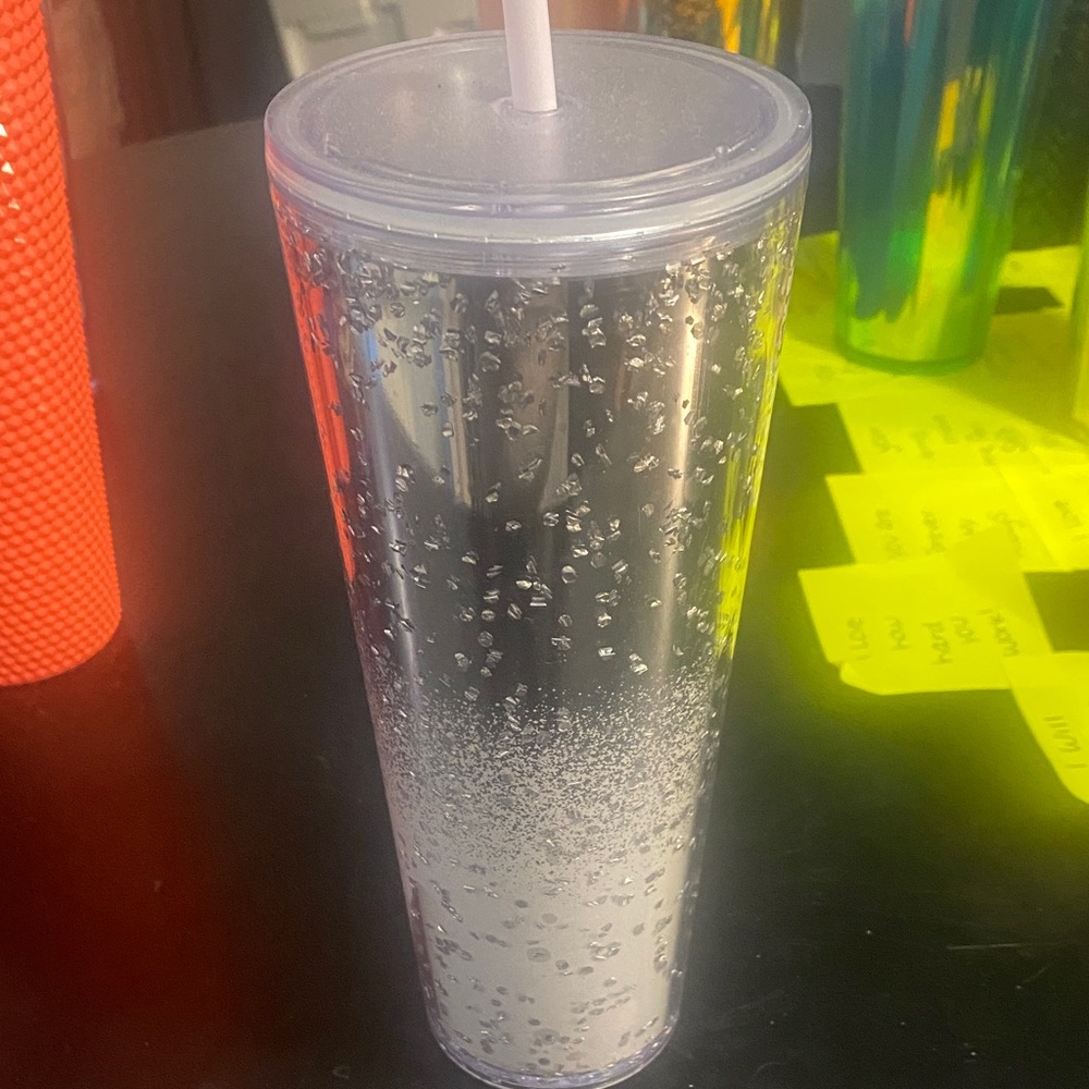 Starbucks Silver Glitter Tumbler with Straw
